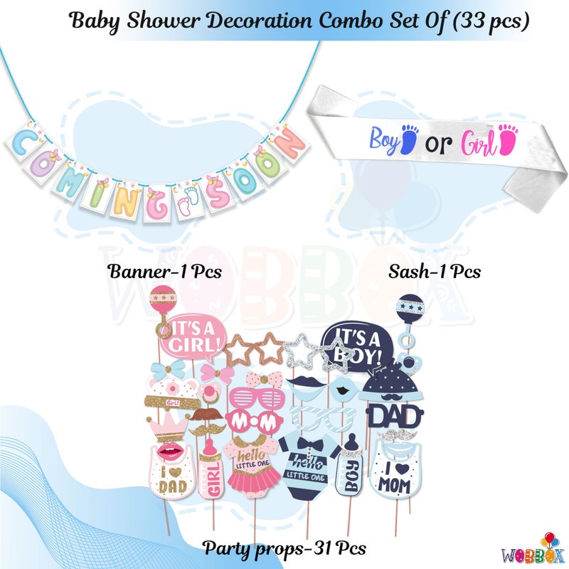 Wobbox Baby Shower Decoration Items| Baby Shower Ceremony Photo Booth Props for Photoshoot, Baby Shower Banner& Mom to Be Sash, Godh Bharai Ceremony Decoration Kit-(FP4734) - Image 2