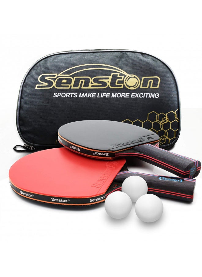 Senston - Senston Professional Table Tennis Paddles with Ping Pong Balls, Advance Intermediate Ping Pong Paddles Set of 2, Table Tennis Racket with Balls and Carry Case - Image 1