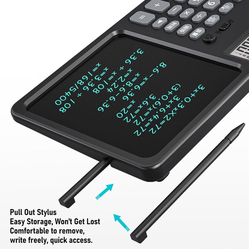 Luocute 12 Digit Calculator with Writing Pad, Notepad and Stylus, Dual Function Business Calculator for School Office Home Financial Calculations (Black) - Image 4