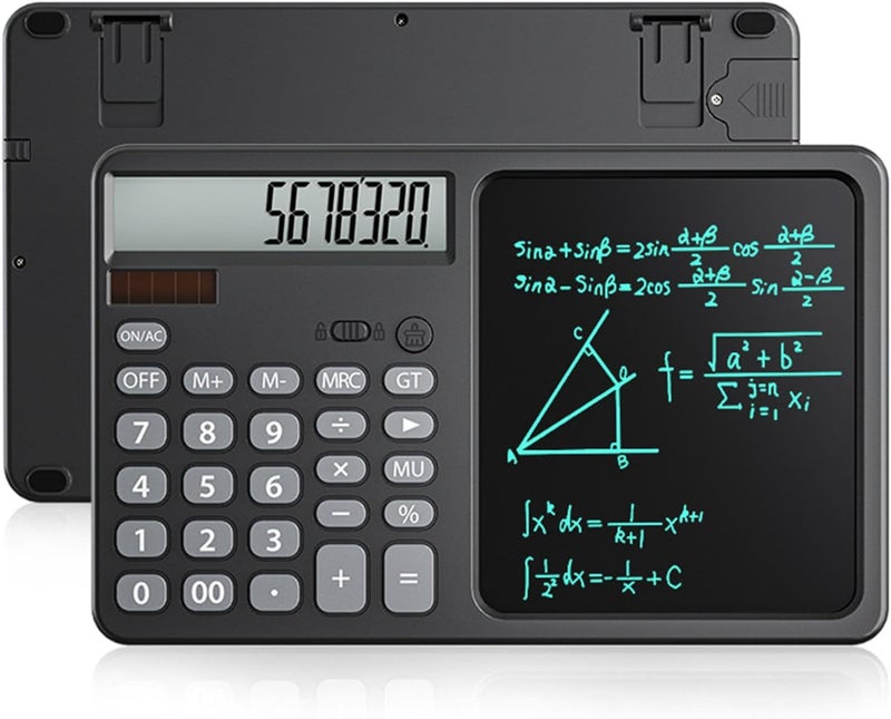 Luocute 12 Digit Calculator with Writing Pad, Notepad and Stylus, Dual Function Business Calculator for School Office Home Financial Calculations (Black) - Image 1