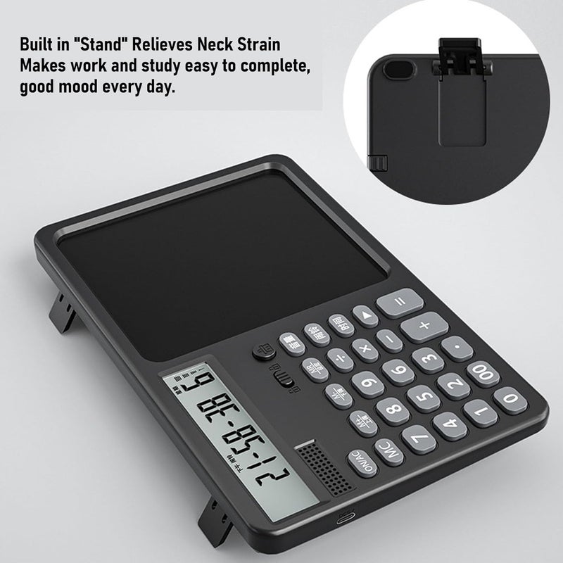 Luocute 12 Digit Calculator with Writing Pad, Notepad and Stylus, Dual Function Business Calculator for School Office Home Financial Calculations (Black) - Image 3