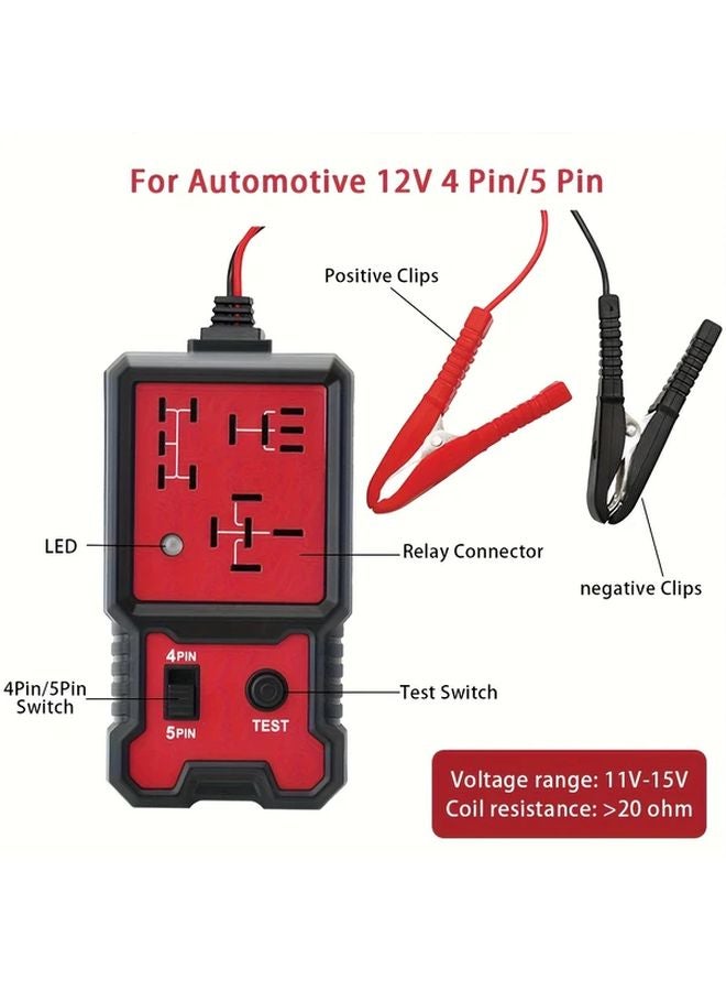 أختبار تلقائي أحمر 12 فولت للريلاي لريلات 4 دبابيس و5 دبابيس مع مشابك بطارية للاستخدام السيارات - Image 5