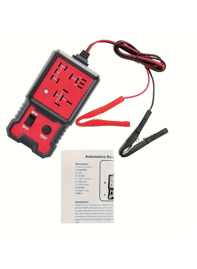 أختبار تلقائي أحمر 12 فولت للريلاي لريلات 4 دبابيس و5 دبابيس مع مشابك بطارية للاستخدام السيارات - Image 4