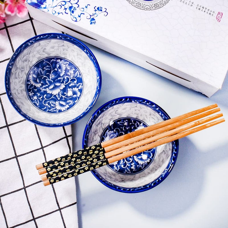 Whitenesser Ceramic Rice Bowls and Chopsticks Set of 2, Chinese Porcelain Sushi Sauce Bowl with Delicate Box - Image 5