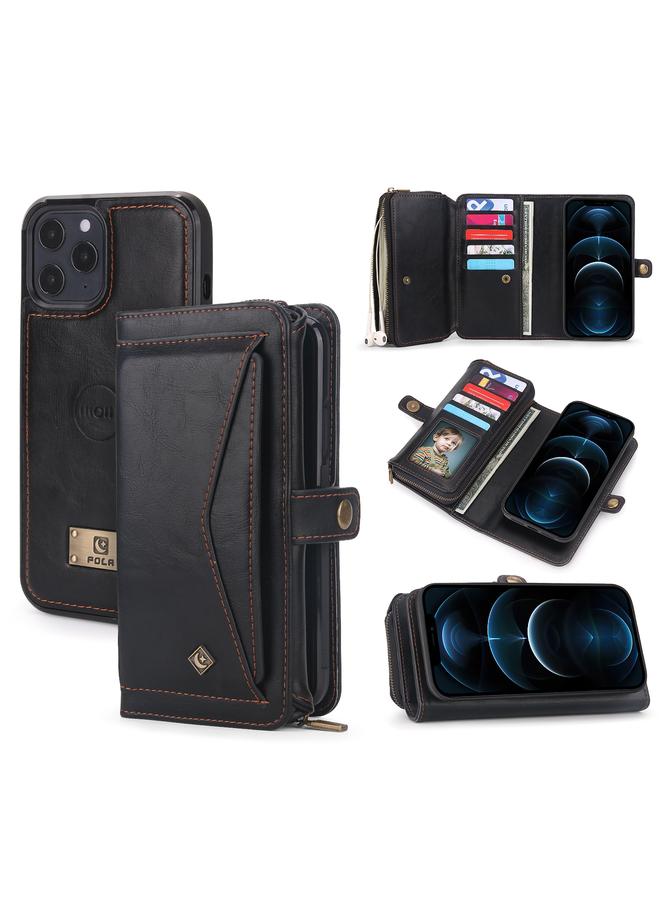 زبون جراب هاتف iPhone 12 متعدد الوظائف بسحاب ومحفظة جلدية - Image 1