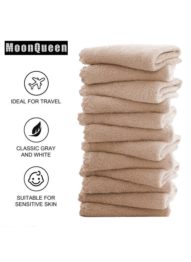 MOONQUEEN - Microfiber Facial Cloths Fast Drying Washcloth 12 Pack Premium Soft Makeup Remover Cloths Brown - Image 1