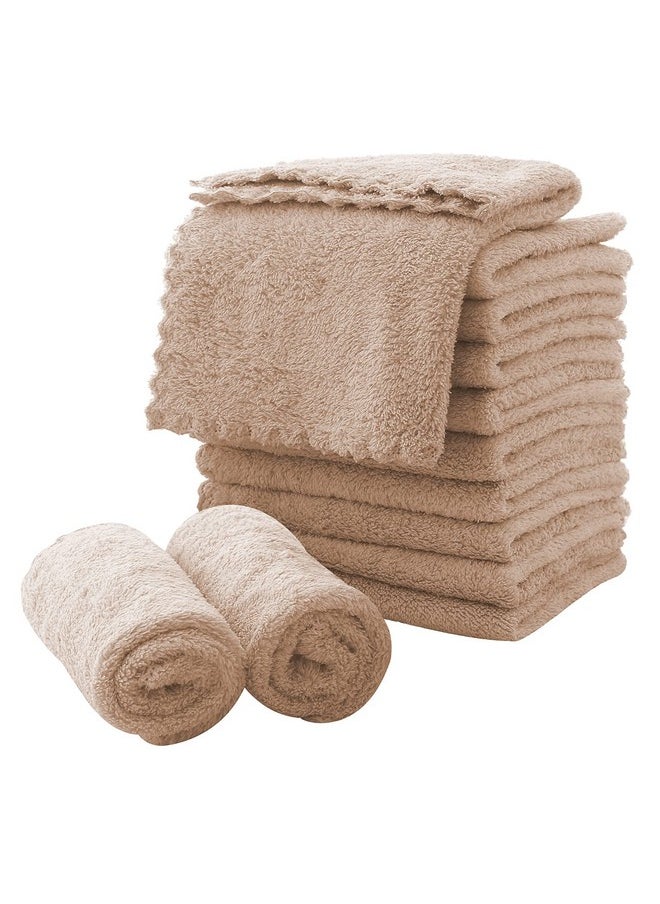 MOONQUEEN - Microfiber Facial Cloths Fast Drying Washcloth 12 Pack Premium Soft Makeup Remover Cloths Brown - Image 1