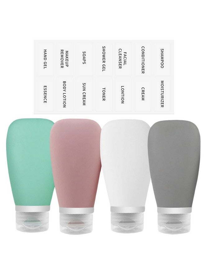 JSDOIN Travel Bottles for Toiletries 90ml, 4 Pack Silicone Travel Toiletries Portable Travel Containers Set Leak Proof Refillable Squeezable Silicone Bottle for Liquid Shampoos, Soap and Cosmetic - Image 1