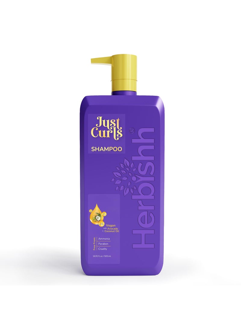 Herbishh - Herbishh Just Curls Shampoo with Coconut Oil, Cleanses and Hydrates for Strong and Soft Curls, Deep Nourishment & Reduces Frizz, Revives Damaged Hair, Paraben-Free & Vegan (16.91 fl.oz) - Image 1