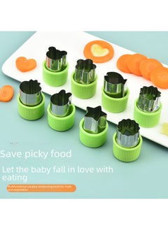 Generic Baby Food Butterfly Shape Stainless Steel Cookie Cutter Vegetable Fruit Flower Sausage Biscuit Embossing Mold Cloud Dumpling-Specifications:Butterfly Surface 9-piece Set Green Color Box-Color:Stainless Steel Color  - Image 3