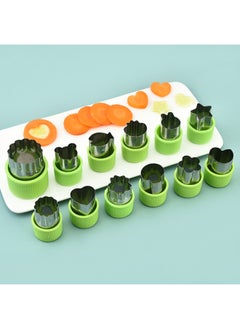 Generic Baby Food Butterfly Shape Stainless Steel Cookie Cutter Vegetable Fruit Flower Sausage Biscuit Embossing Mold Cloud Dumpling-Specifications:Butterfly Surface 9-piece Set Green Color Box-Color:Stainless Steel Color  - Image 2