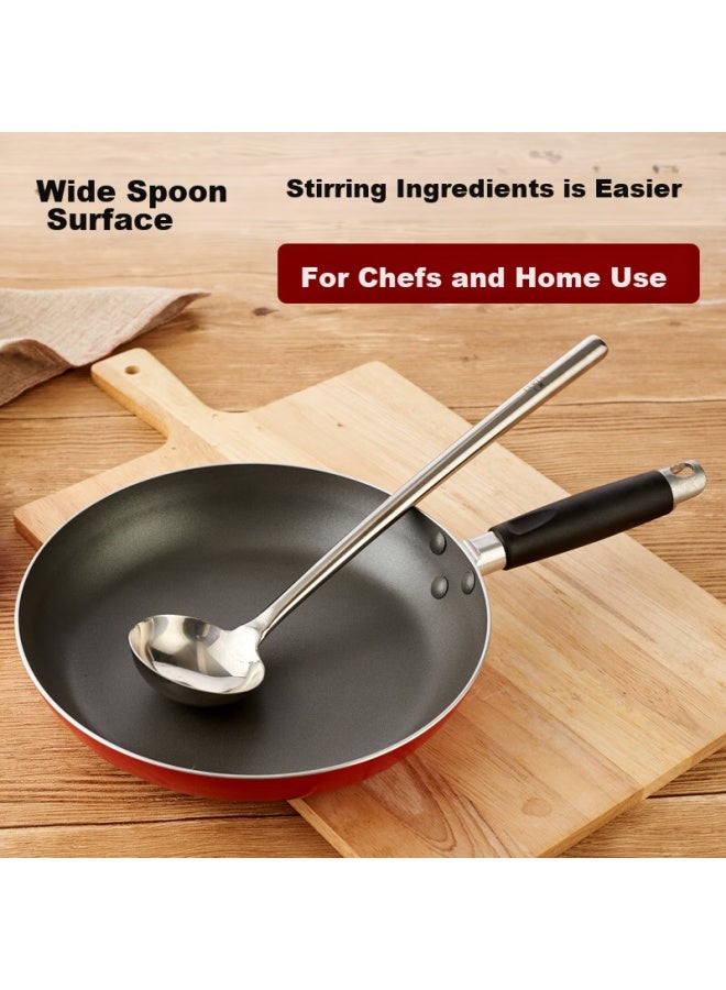 Hec Curta Stainless Steel Wok Spatula, Chef's Cooking Spoon, Long-handled Serving Spoon, Soup Ladle, Food Serving Spoon, Porridge Ladle, Commercial Use - Image 2