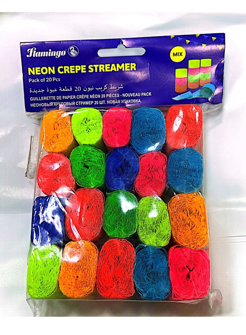 نيون كريب ستريمر متعدد الألوان، عبوة من 20 قطعة - Image 1
