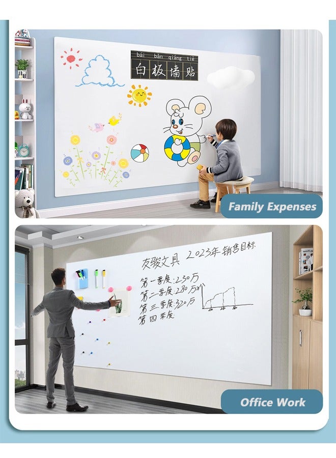 Magnetic Whiteboard Sticker, 60*90cm Self Adhesive Wall Sticker, Reusable Erasable Whiteboard Sticker, Suitable for Kids Toddlers Playroom and Office Presentations