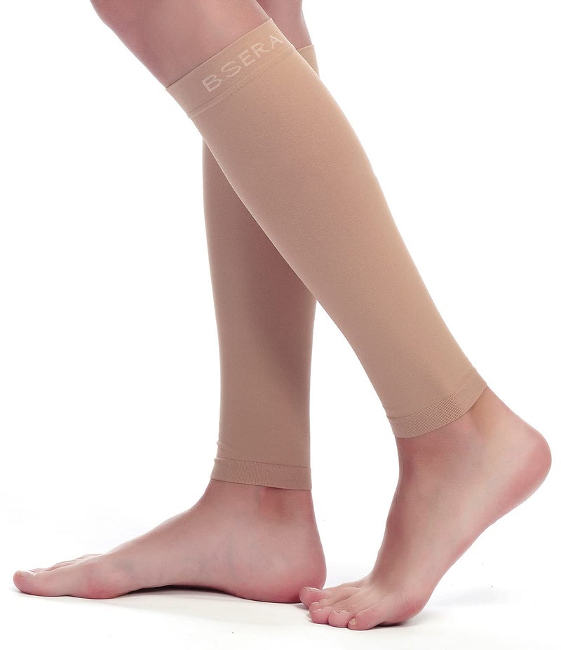 BSERA Calf Compression Sleeve Women, 2 Pairs 20-30mmHg Footless Compression Socks Stockings for Calf Support, Circulation, Swelling, Shin Splints, Varicose Veins, Recovery - Image 1