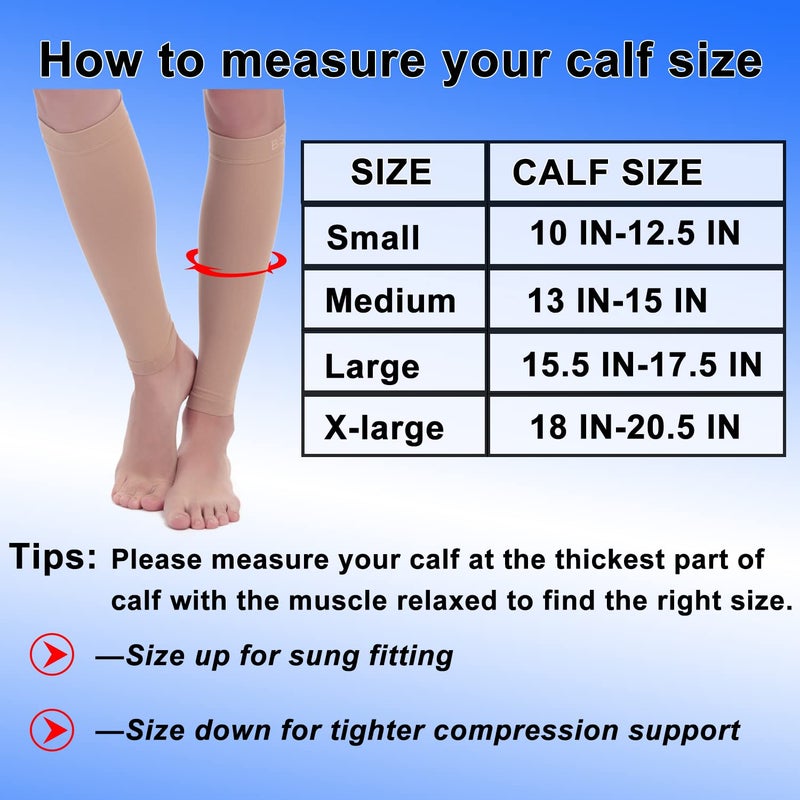 BSERA Calf Compression Sleeve Women, 2 Pairs 20-30mmHg Footless Compression Socks Stockings for Calf Support, Circulation, Swelling, Shin Splints, Varicose Veins, Recovery - Image 2