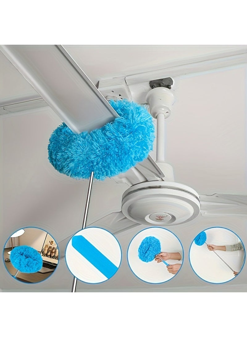 Mmmon Fan Cleaner Duster with Extension Pole, Adjustable from 11.8 to 29.5 Inches, Duster for Cleaning Door Window Top Furniture (Blue) - Image 1