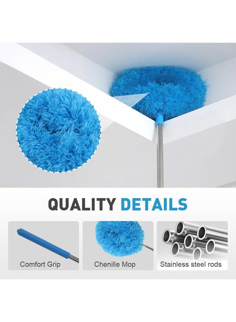 Mmmon Fan Cleaner Duster with Extension Pole, Adjustable from 11.8 to 29.5 Inches, Duster for Cleaning Door Window Top Furniture (Blue) - Image 3