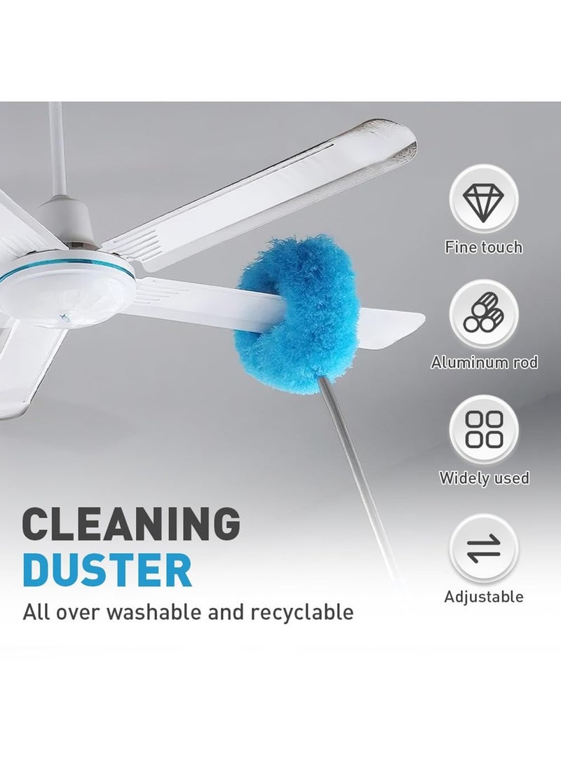Mmmon Fan Cleaner Duster with Extension Pole, Adjustable from 11.8 to 29.5 Inches, Duster for Cleaning Door Window Top Furniture (Blue) - Image 2