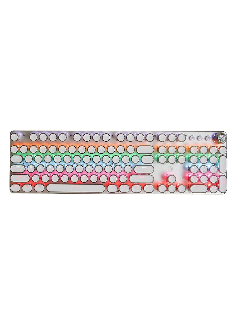 MissTiara - K820WT Multimedia Mechanical Keyboard Retro Punk Button Keycap RGB Mechanical Keyboard Computer Game Wired Keyboard - Image 1