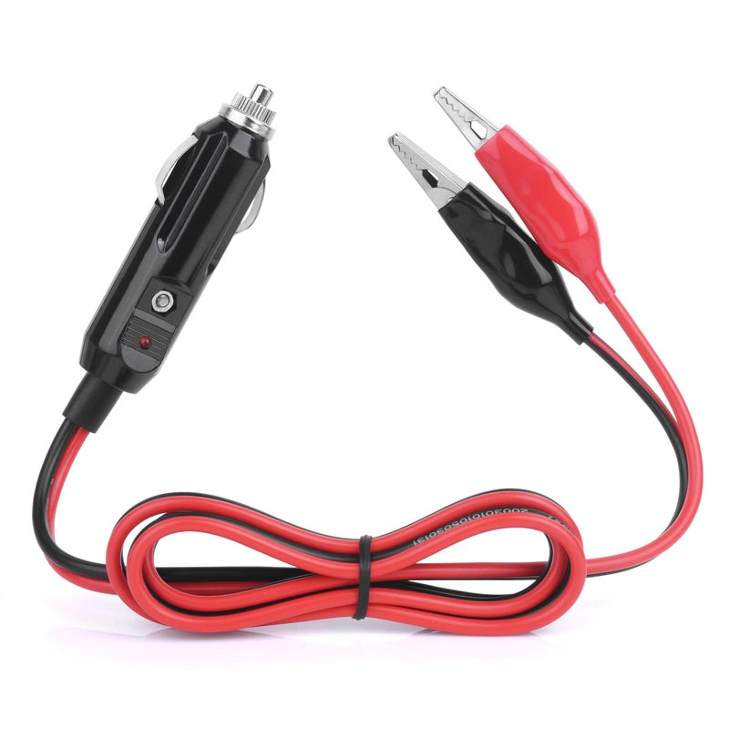 Jtron Cigarette Lighter Plug Extension Cable, Male Plug Socket Cord with Small Alligator Clip 15AWG Copper Wire Core Max 15A 12V/24V Support High-Power (32.8FT) - Image 5