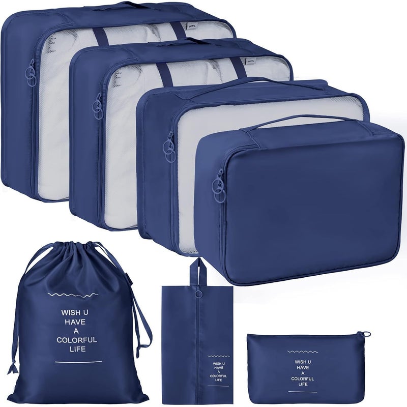 TOCINGO 7 pc / 6 pc Travel Oraganizer Packing cubes kit, Sapace Saver Multi use Bag for Men and Women, Clothes packing cubes for travel, Cupboard Oraganizer cubes (7 pc-BLUE) - Image 1