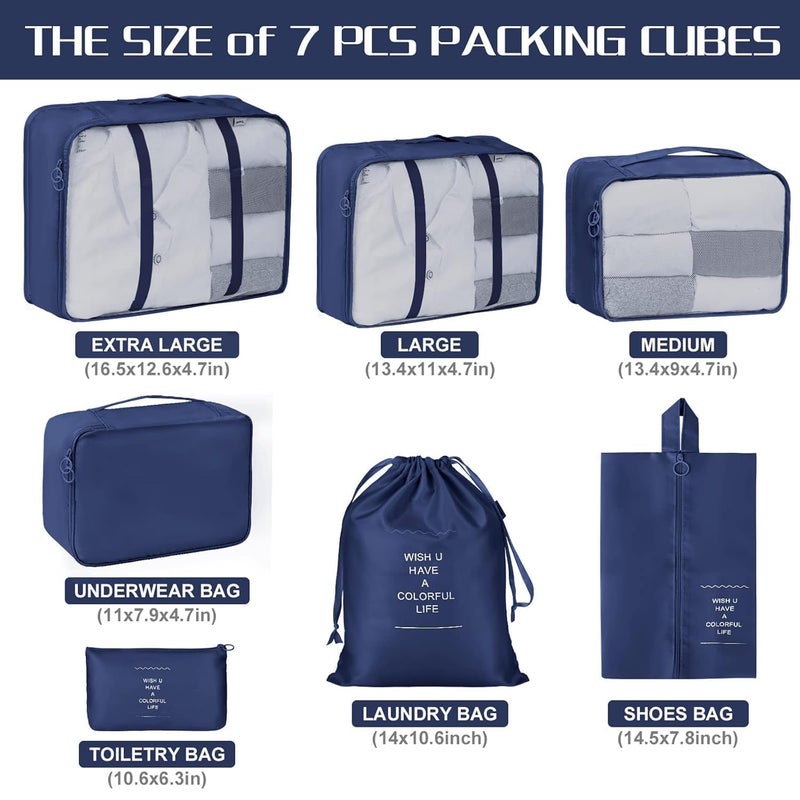 TOCINGO 7 pc / 6 pc Travel Oraganizer Packing cubes kit, Sapace Saver Multi use Bag for Men and Women, Clothes packing cubes for travel, Cupboard Oraganizer cubes (7 pc-BLUE) - Image 4