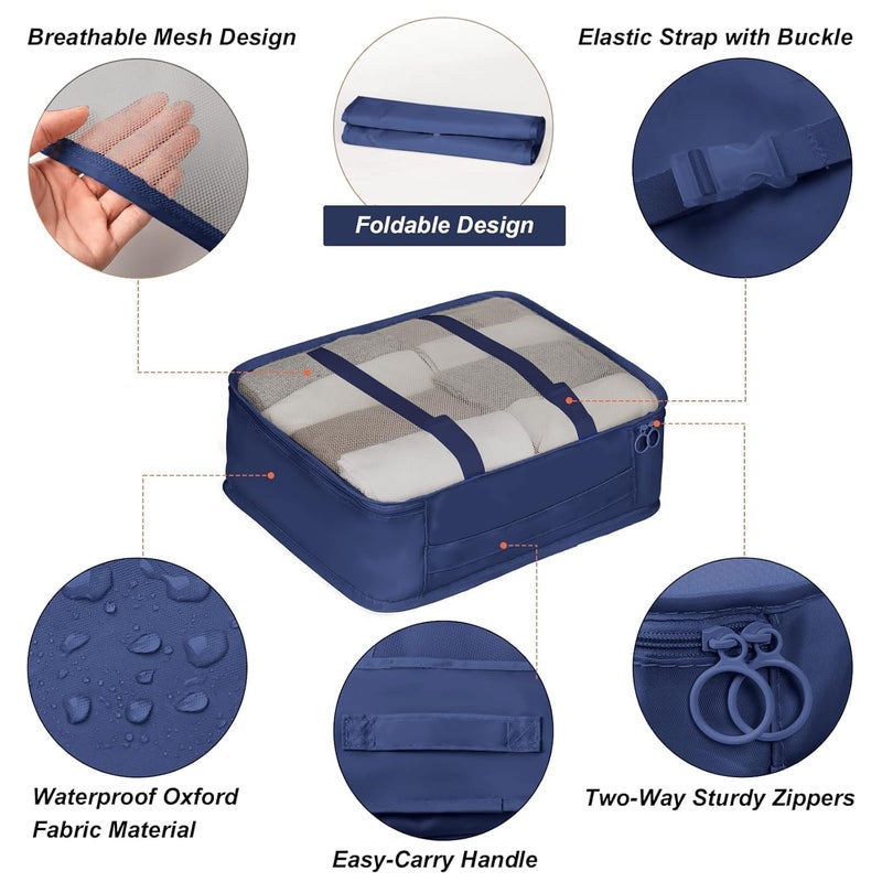 TOCINGO 7 pc / 6 pc Travel Oraganizer Packing cubes kit, Sapace Saver Multi use Bag for Men and Women, Clothes packing cubes for travel, Cupboard Oraganizer cubes (7 pc-BLUE) - Image 2