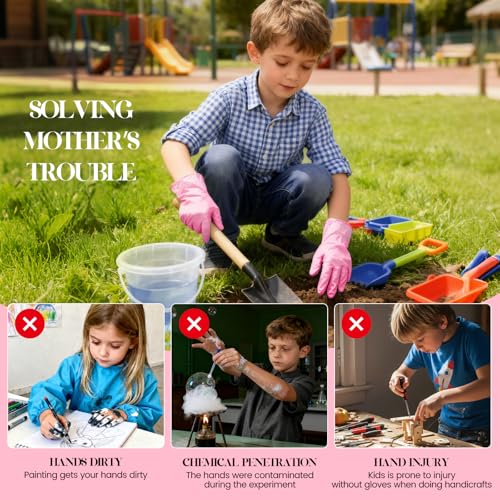 Xandoval Kids Nitrile Gloves for 6-10 Years, 5Mil Pink Disposable Gloves for Work, Cleaning, Cooking, Gardening, Painting, Latex-Free and Powder-Free (S,100PCS) - Image 4