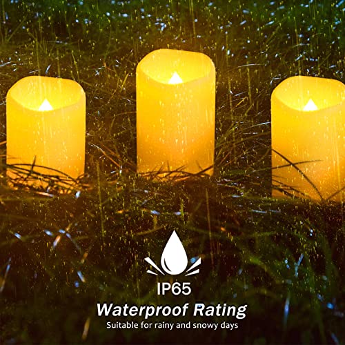 YOROXRG Solar flameless Candles Outdoor Waterproof,Dusk to Dawn Outdoor Lighting, Flickering fameless Reusable LED Light Candles for Lantern Garden Camping and Home Decor, 3D Wick (3"X6") Set of 2 - Image 3