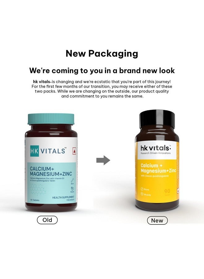 HEALTHKART هيلث كارت hk فيتالس كالسيوم مغنيسيوم وزنك (90 قرص) | مع فيتامين D3، مكمل كالسيوم للنساء والرجال | لصحة العظام ودعم المفاصل - Image 2
