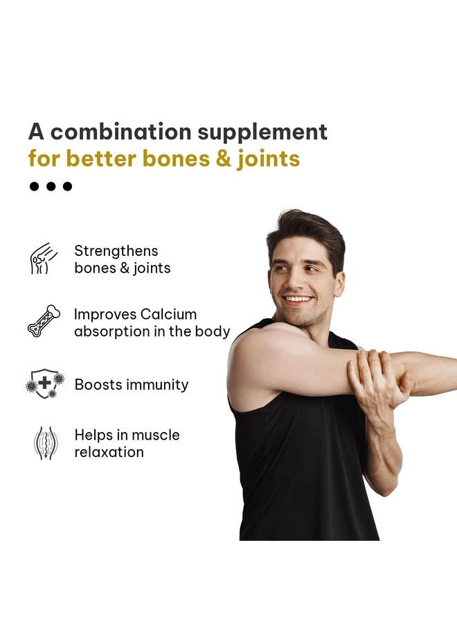 HEALTHKART هيلث كارت hk فيتالس كالسيوم مغنيسيوم وزنك (90 قرص) | مع فيتامين D3، مكمل كالسيوم للنساء والرجال | لصحة العظام ودعم المفاصل - Image 4