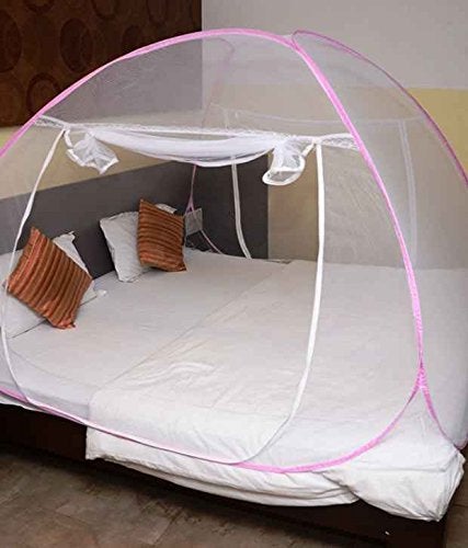 ANS Mosquito Net for Single Bed Pink Foldable Twist Pattern for Babies and Adult - Image 1