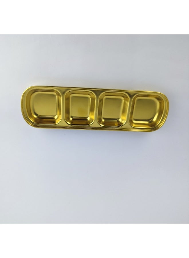 طبق استانلس ستيل ذهبي لتقديم الصوصات والبهارات – خامة عالية الجودة - Image 2