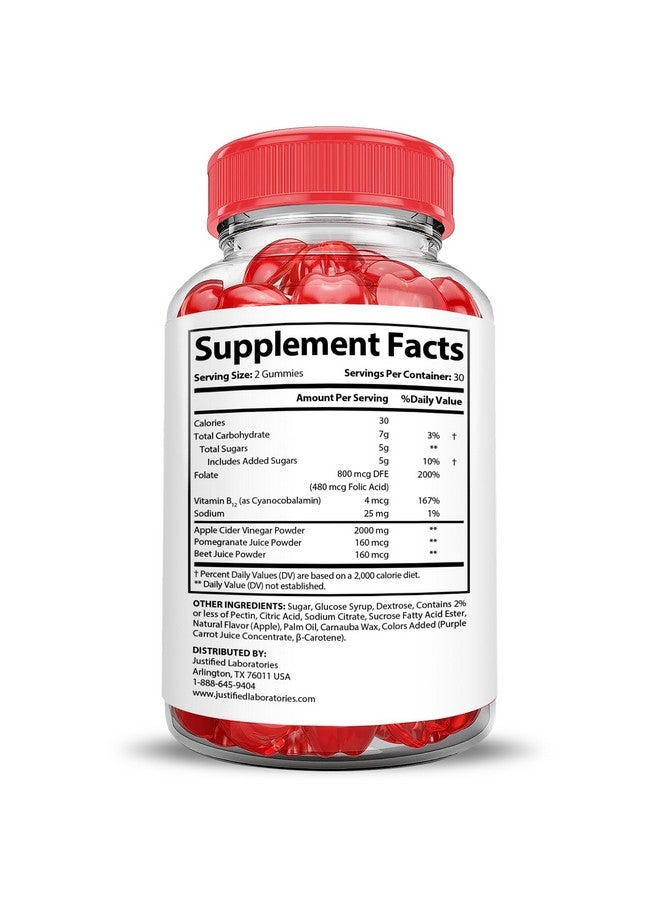 Justified Laboratories (3 عبوات) حلوى كيتو ACV بلاس أوف إكستريم 2000 ملغ حلوى كيتو بخل التفاح مصنوعة من مسحوق عصير الرمان والبنجر B12 نباتية غير معدلة وراثيًا 180 حبة حلوى - Image 5