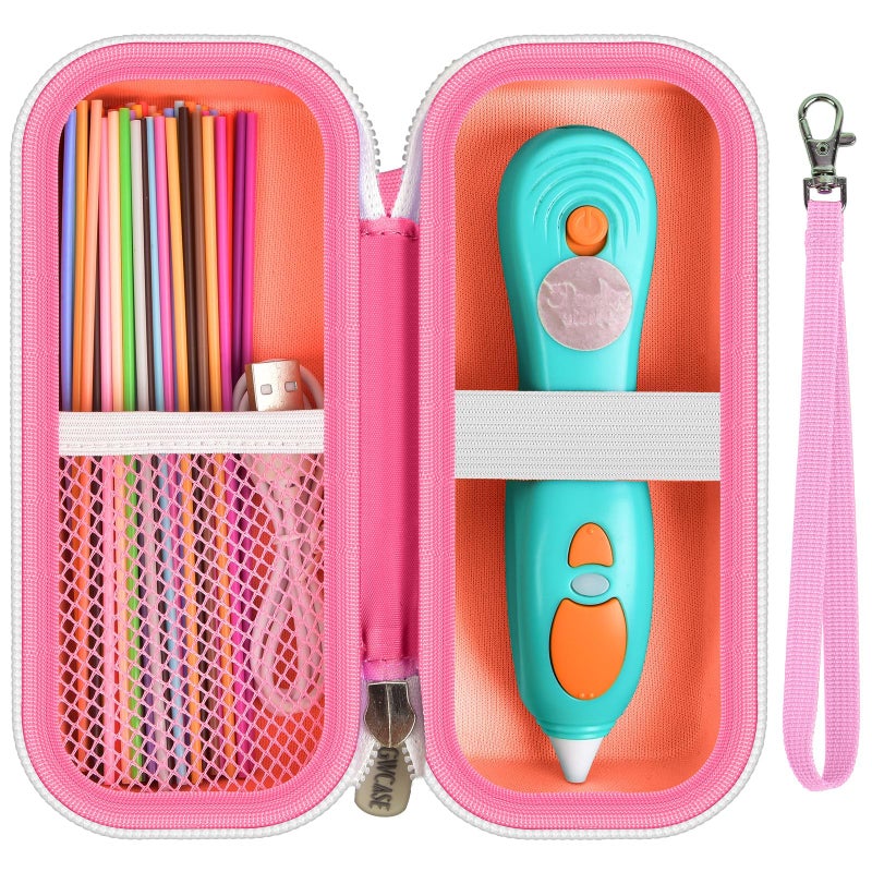 GWCASE Case Compatible with 3Doodler Start Essentials 3D Printing Pen for Kids Travel Organizer Carryer for Filament Refill Packs MicroUSB Charger Box OnlyPink - Image 2