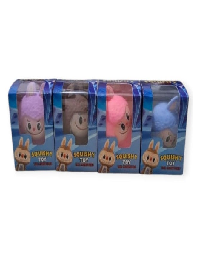 squishy Mainan Squishy The Monster Labubu Warna Warni Mainan Pencet Soft Toy Penghilang Stress 4 pcs  - Image 1