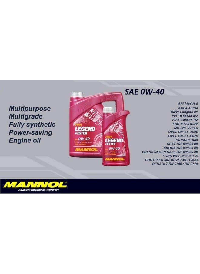 MANNOL - Engine Oil 7901 Legend 0W-40 4 Litre - Image 1