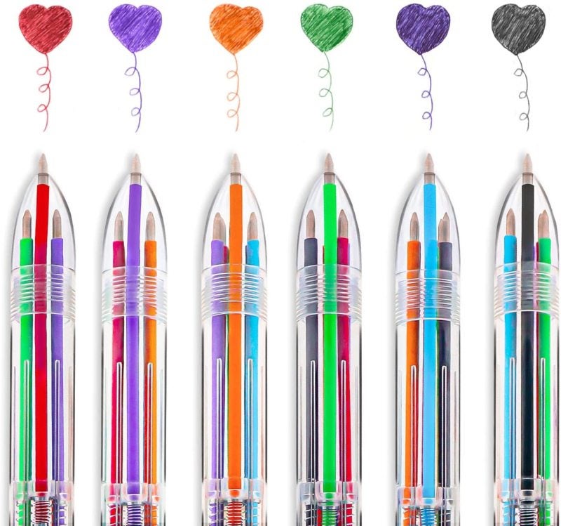 6-In-1 Multicolor Ballpoint Pens: 0.5mm Tip Smooth Writing, 6 Vivid Colors, Retractable Design - Anti-Fading Ink, Pocket Clip, Pack Of 12 For Office, School, Students, Nurses And Kids - Image 1