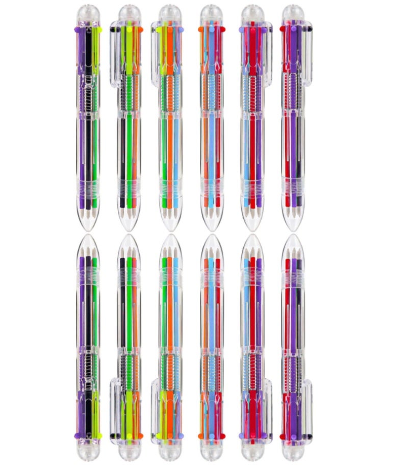 6-In-1 Multicolor Ballpoint Pens: 0.5mm Tip Smooth Writing, 6 Vivid Colors, Retractable Design - Anti-Fading Ink, Pocket Clip, Pack Of 12 For Office, School, Students, Nurses And Kids - Image 2