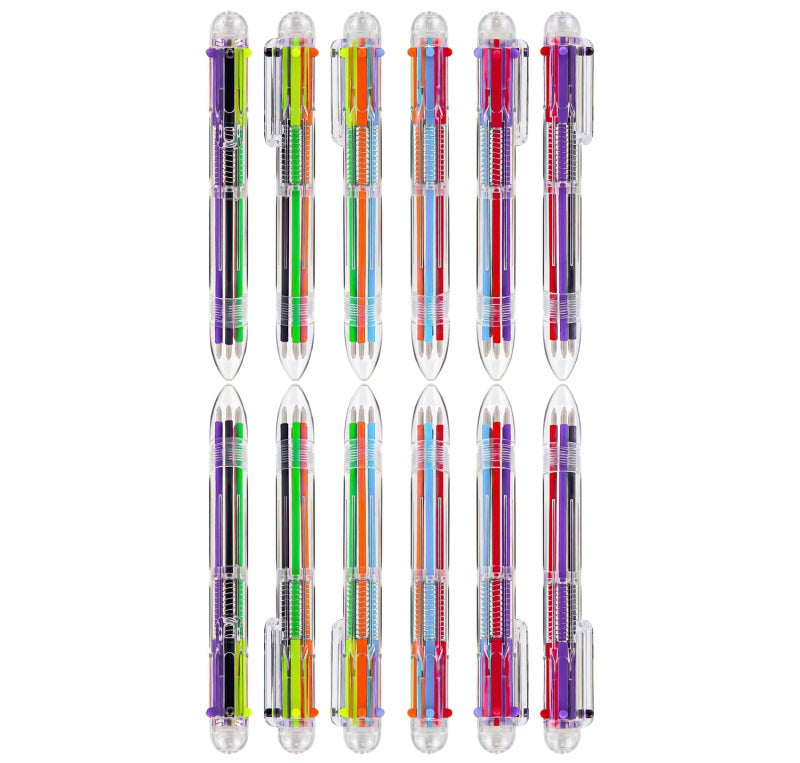 6-In-1 Multicolor Ballpoint Pens: 0.5mm Tip Smooth Writing, 6 Vivid Colors, Retractable Design - Anti-Fading Ink, Pocket Clip, Pack Of 12 For Office, School, Students, Nurses And Kids - Image 3