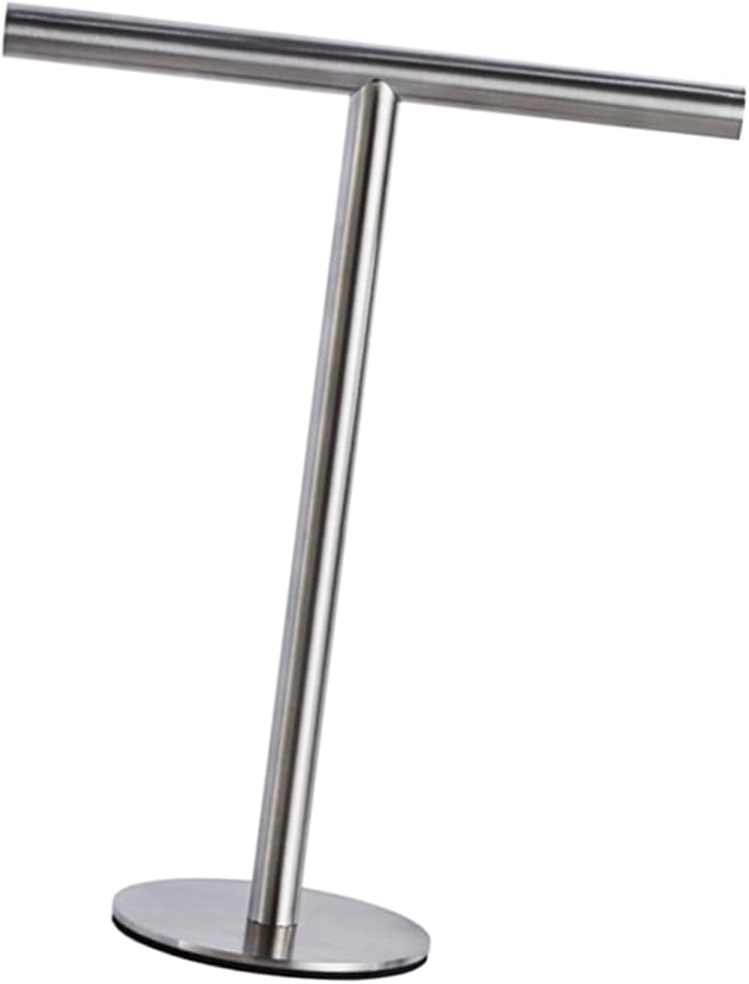 Stainless Steel Towel Rack Stand Weighted Base No Drilling Required Compact Design - Image 2