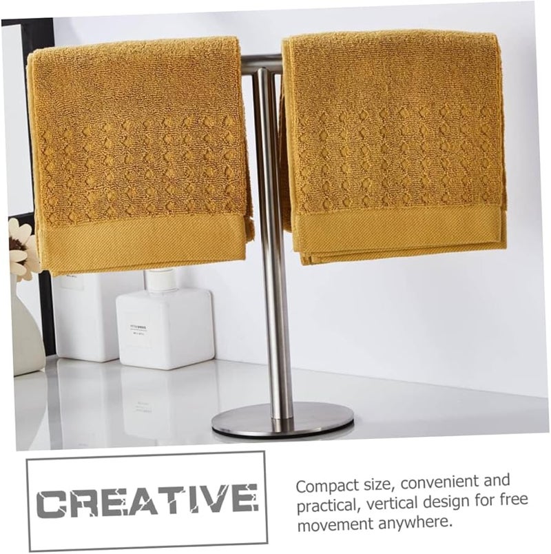 Stainless Steel Towel Rack Stand Weighted Base No Drilling Required Compact Design - Image 5