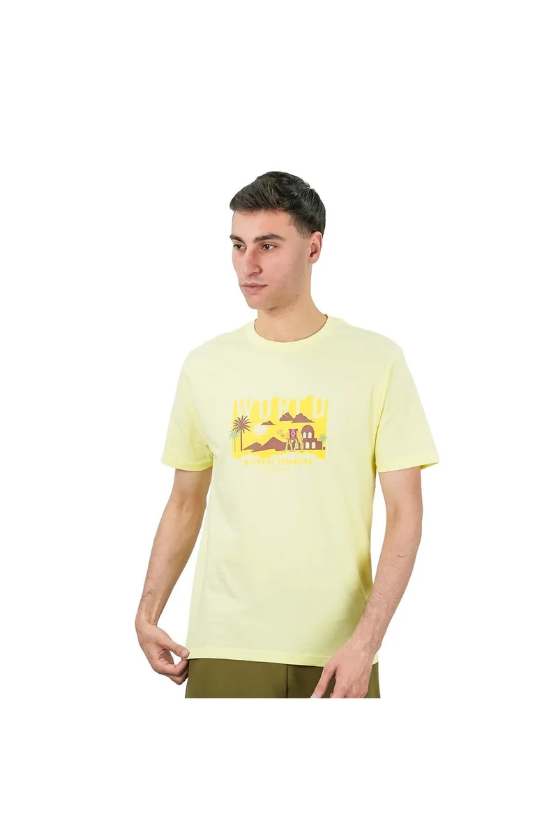 GIORDANO Yellow Graphic T-Shirt for Men