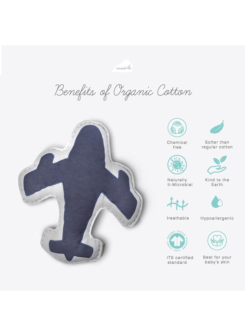 Masilo Masilo Organic Cotton Baby Blanket with Toy for Newborn/Infant-Dohar Blanket Combo-1X Blanket, 1X Toy, Airplane-Blue  - Image 3