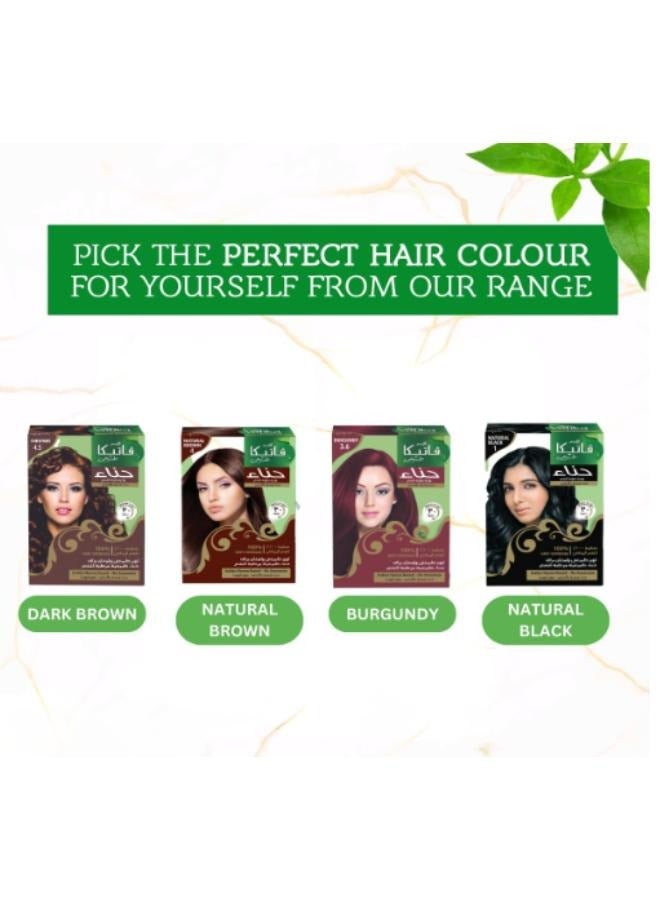 Natural brown henna, bright shine, and moisturizes the hair, 6 sachets.