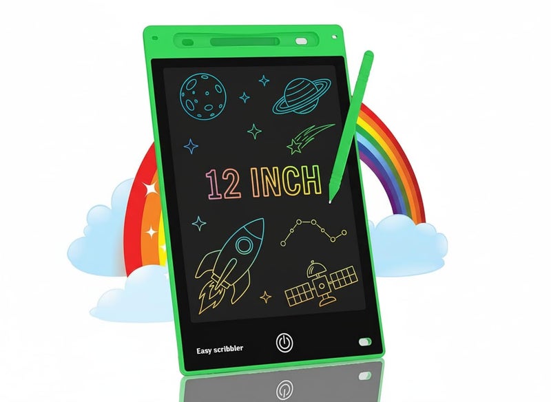 Easy scribbler 12-inch in Color Green | Writing, Reusable, Portable Pad with Colorful Letters | Graphic Tablet | Scribbling Pad | Birthday Gift for Kids| Drawing | Stylus Pen - Image 1
