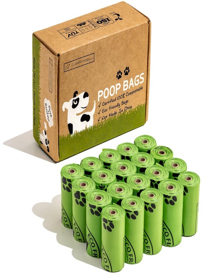 Carrywell (Not Made In China) 100% Certified Home Compostable Dog Poop Bags,300 Count, Plant Based Refill Rolls, Leakproof Doggie Waste Bag, Unscented, Corn Starch and PBAT, EN 13432 Compliant and TUV Certified - Image 1