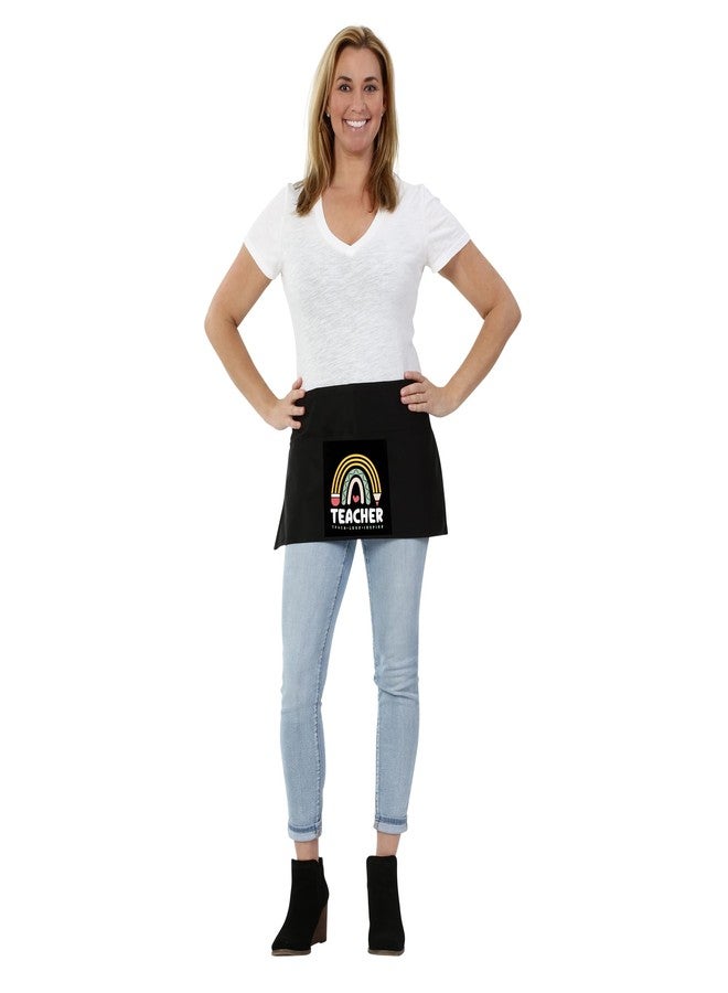 Plum Hill Teacher Apron with 3 Pockets - Teach Love Inspire Rainbow, School Apron for Teachers, Waist Apron - Classroom Lunchroom Daycare Library Homeschool - Image 4