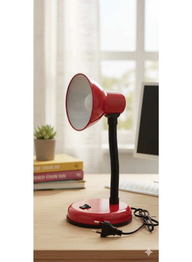 Desk lamp/table lamp with a red base